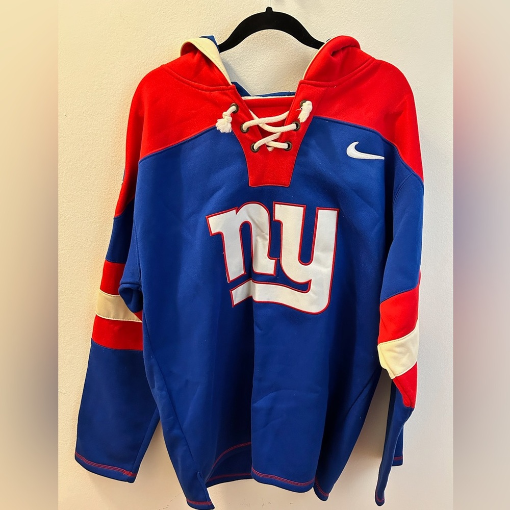 New York Giants Hockey Style Lace-Up Hoodie